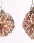 Premium 10 Cm Glass Gold Ball With Flower Deign - 1 Pc