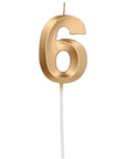 Candle Glamour Vibes Metallic Gold Number 6 - 1 Pc- (7cm)