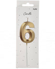 Candle Glamour Vibes Metallic Gold Number 6 - 1 Pc- (7cm)