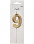 Candle Glamour Vibes Metallic Gold Number 9 - 1 Pc- (7cm)