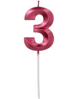 Candle Glamour Vibes Metallic Pink Number 3 - 1 Pc- (7cm)