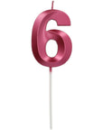 Candle Glamour Vibes Metallic Pink Number 6 - 1 Pc- (7cm)