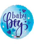Round Baby Boy Blue Hearts (Helium) - 18 Inches
