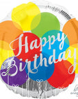 Silver Happy Birthday Round Balloon