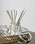 20 Paper straws 6mm x 197mm striped iridescent