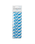 20 Paper straws 6mm x 197mm striped Blue