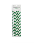 20 Paper straws 6mm x 197mm striped Green
