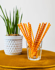 20 Paper straws 6mm x 197mm striped yellow-red
