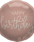 Happy Birthday Crème Rose Round Balloon