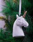 Luxe Porcelain White Unicorn Ornament- 1Pc