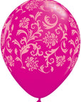 Damask Print Latex Balloon (Helium/Air Filled) - 11 Inches