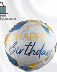 Marble Blue Happy Birthday Round Balloon