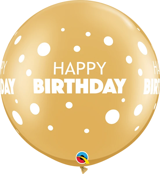 Assorted Birthday Big &amp; Little Dots Round Balloon (Helium/Air Filled) - 30 Inches