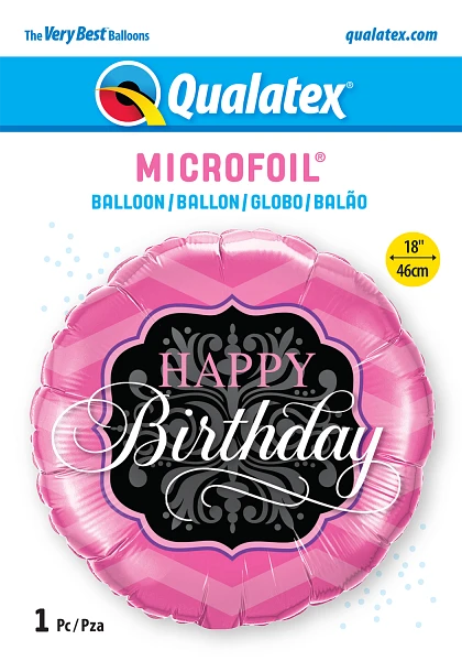 Birthday Pink & Black Round Balloon