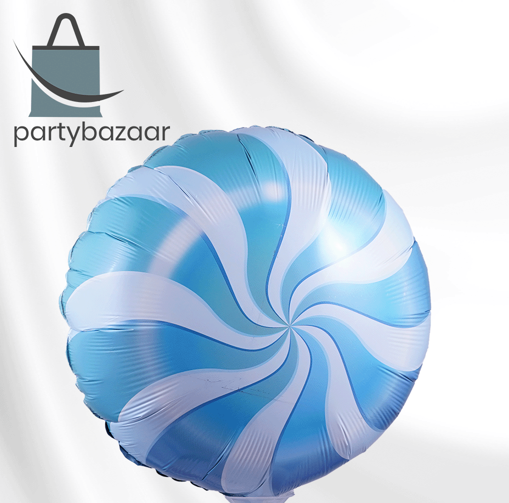 Blue Candy Swirl Circle Round Balloon