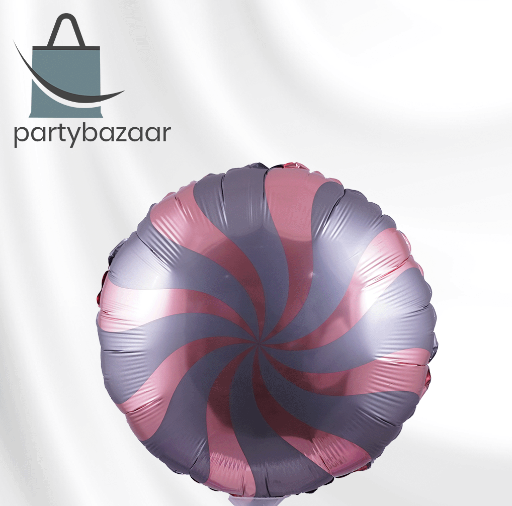 Swirly Rose Gold-Platinum Grey Round Balloon