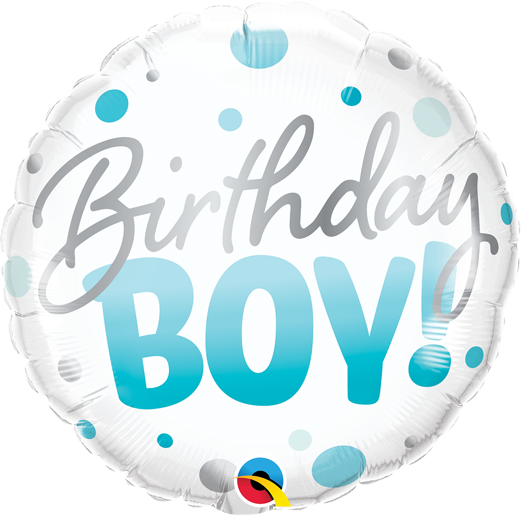 Birthday Boy Blue Dots Round Balloon