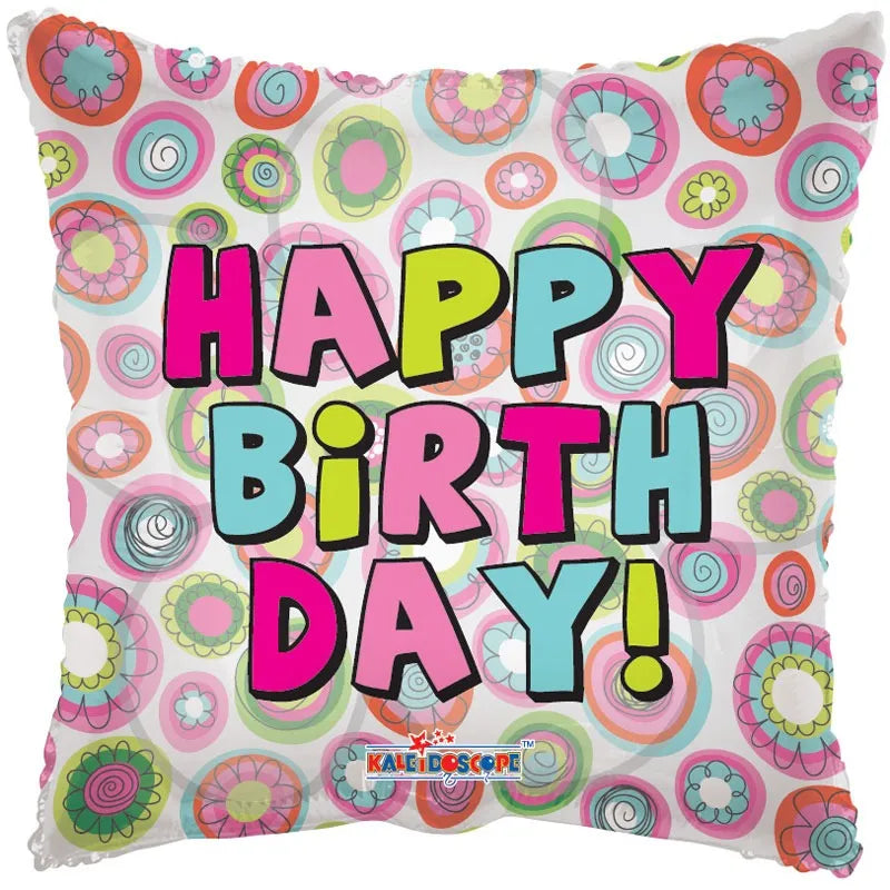 Happy Birthday Flower & Daisies Square Balloon