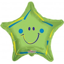 Green Smiley Star Balloon