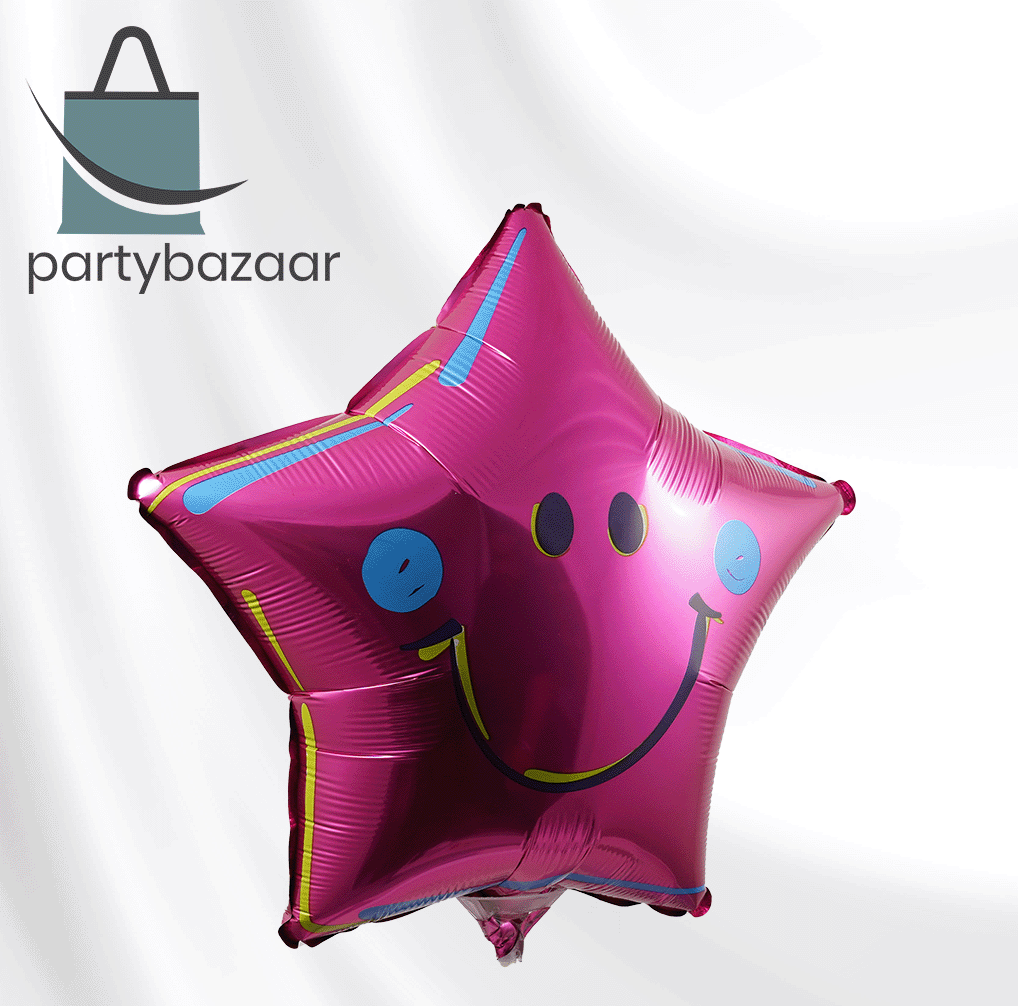 Pink Smiley Star Balloon