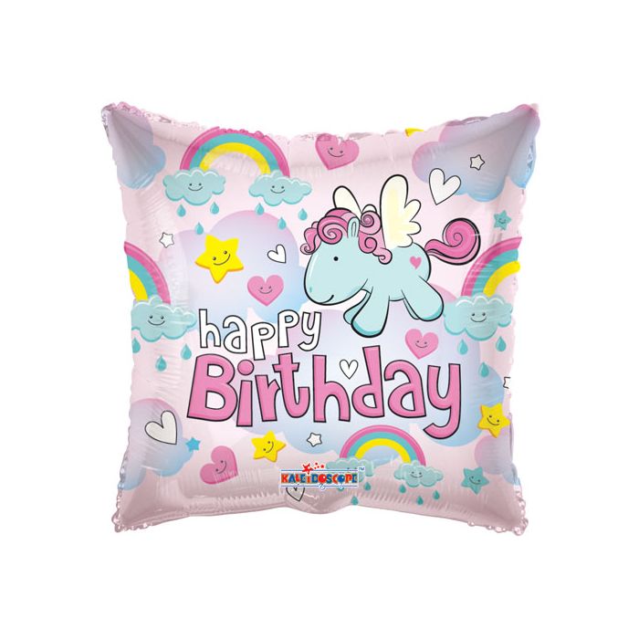 Happy Birthday Pony Square Balloon