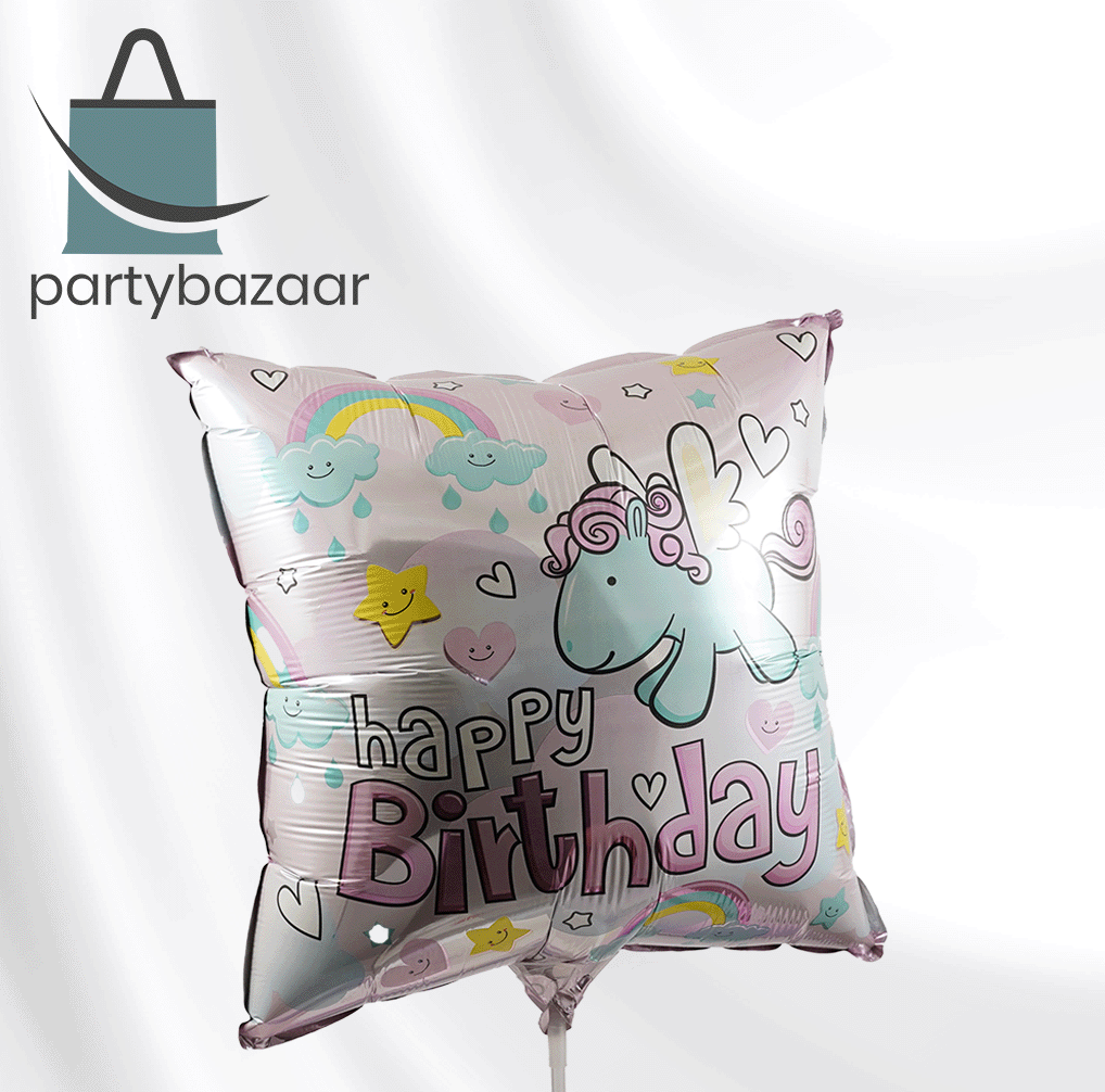 Happy Birthday Pony Square Balloon