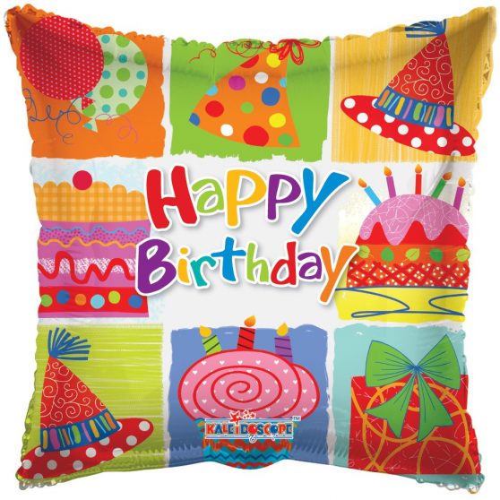 Happy Birthday Cake & Present Square Balloon