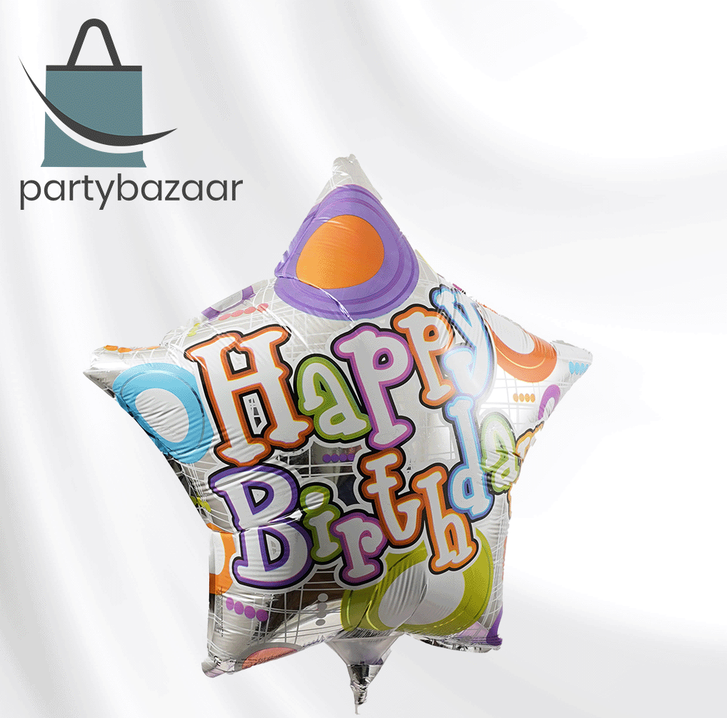 Happy Birthday Neon Star Balloon