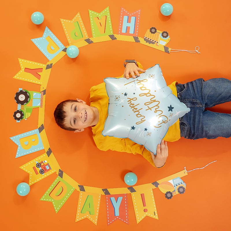 Happy Birthday Star Blue Balloon