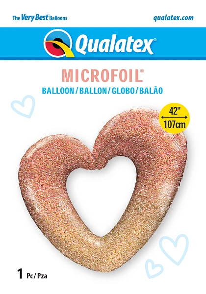 Rose Gold Glitter Ombre Heart (Helium) - 42 Inches