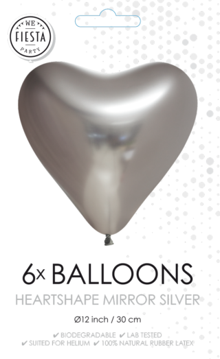 Chrome® Silver Heart Latex Balloon (Helium/Air Filled) - 12 Inches