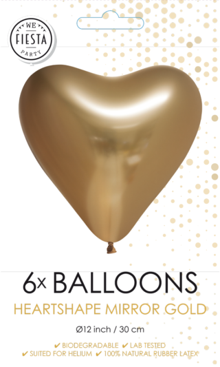 Chrome® Gold Heart Latex Balloon (Helium/Air Filled) - 12 Inches