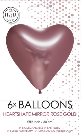 Chrome® Rose Gold Heart Latex Balloon (Helium/Air Filled) - 12 Inches