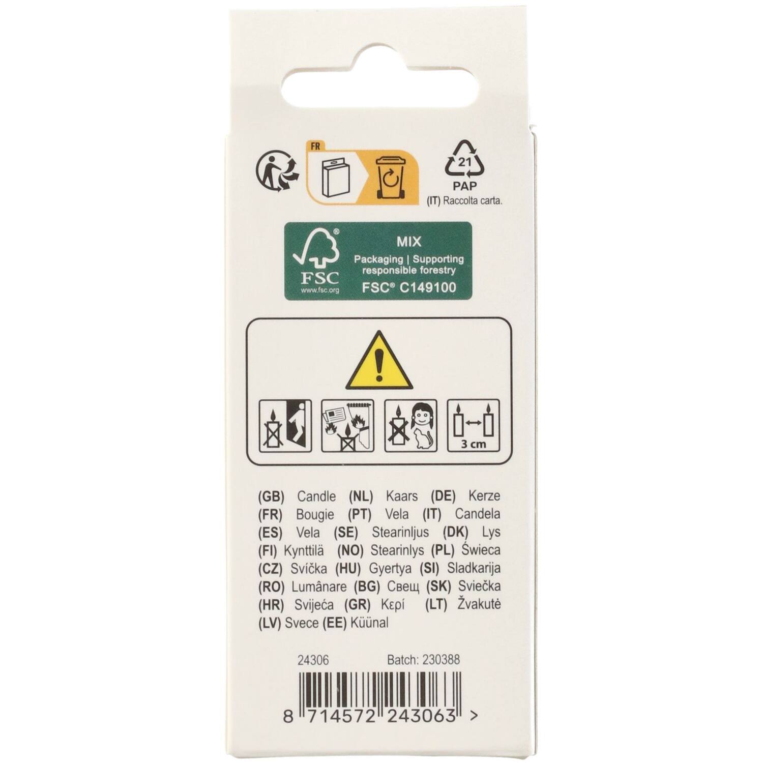 Candle  Bees Wax Number 6 - 1 Pc- (4.5cm)