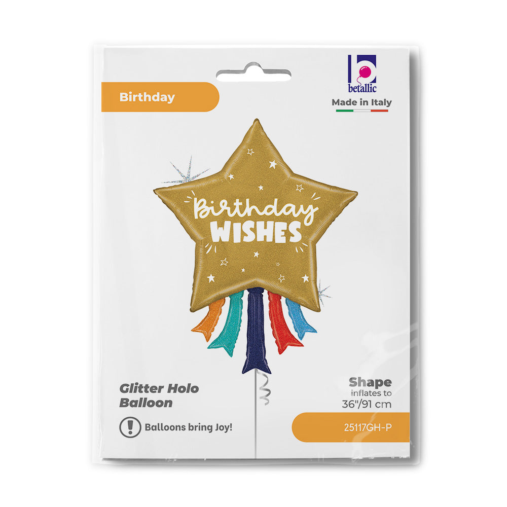 Birthday Wishes Star (Helium) - 43 Inches