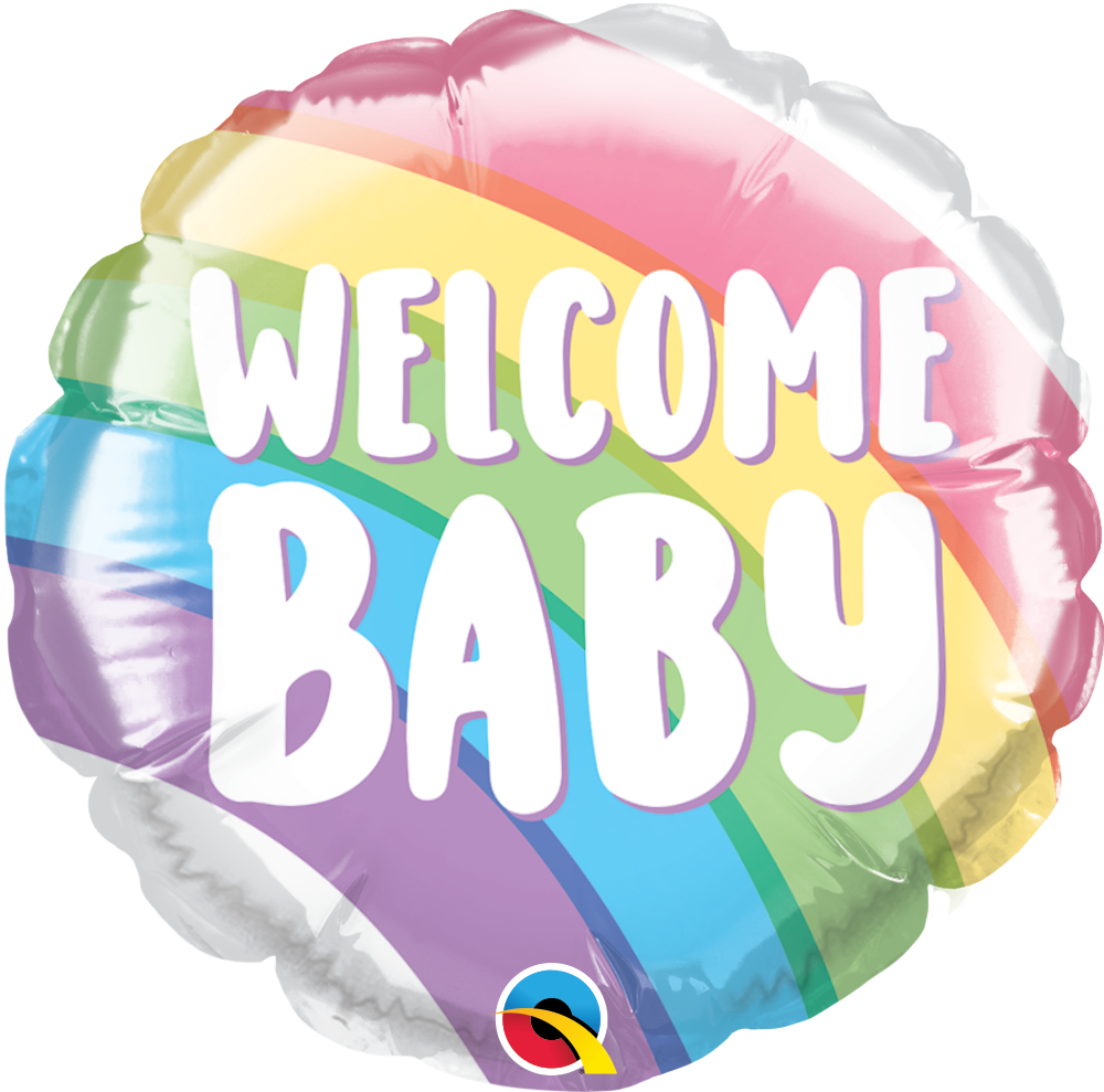 Welcome Baby Round Birthday Rainbow Balloon