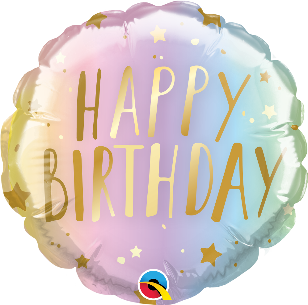 Round Birthday Pastel Ombre & Dots Balloon 