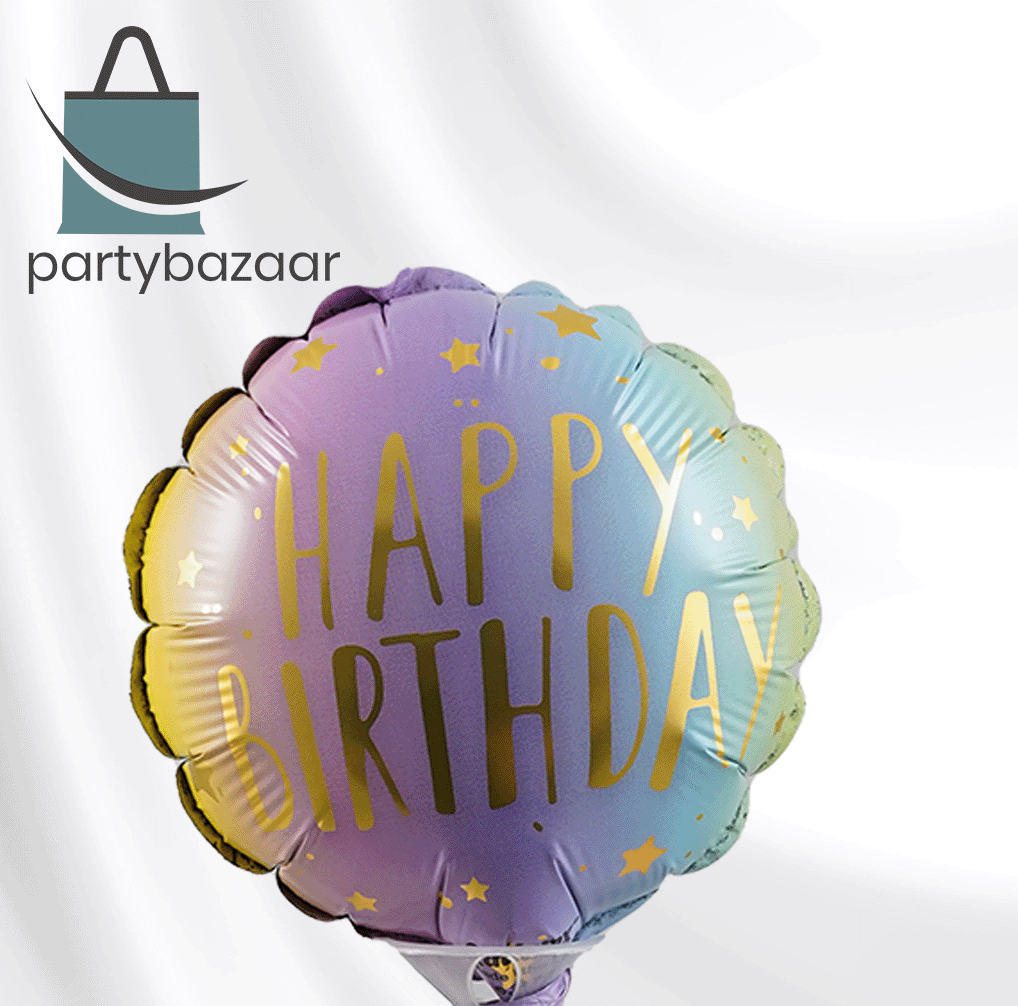 Round Birthday Pastel Ombre & Dots Balloon 