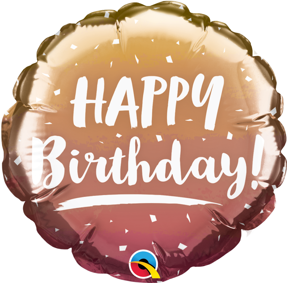 Birthday Gold & Rose Gold Ombre Round Balloon