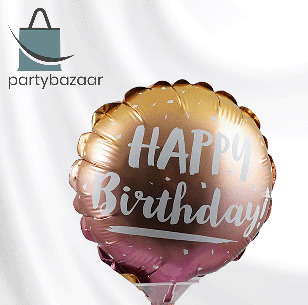 Birthday Gold & Rose Gold Ombre Round Balloon