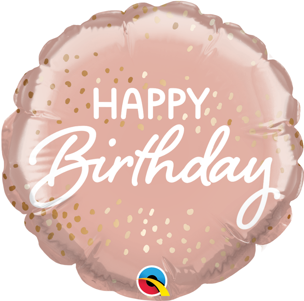 Birthday Pink & Gold Confetti Round Balloon