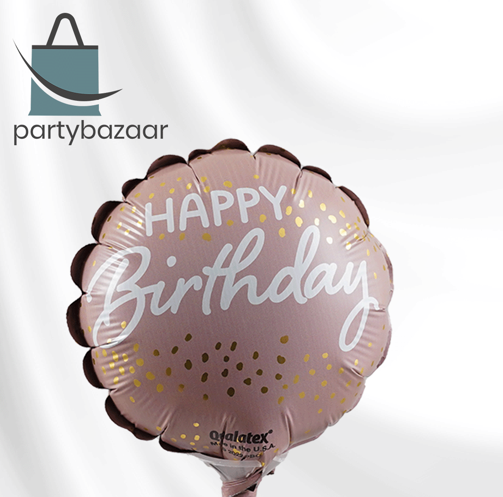 Birthday Pink & Gold Confetti Round Balloon