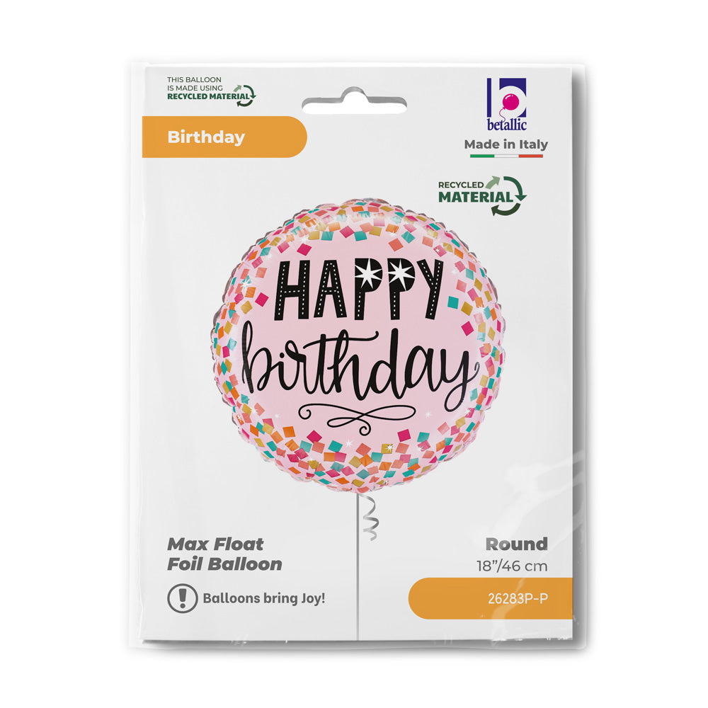 Happy Birthday Pink Confetti Balloon
