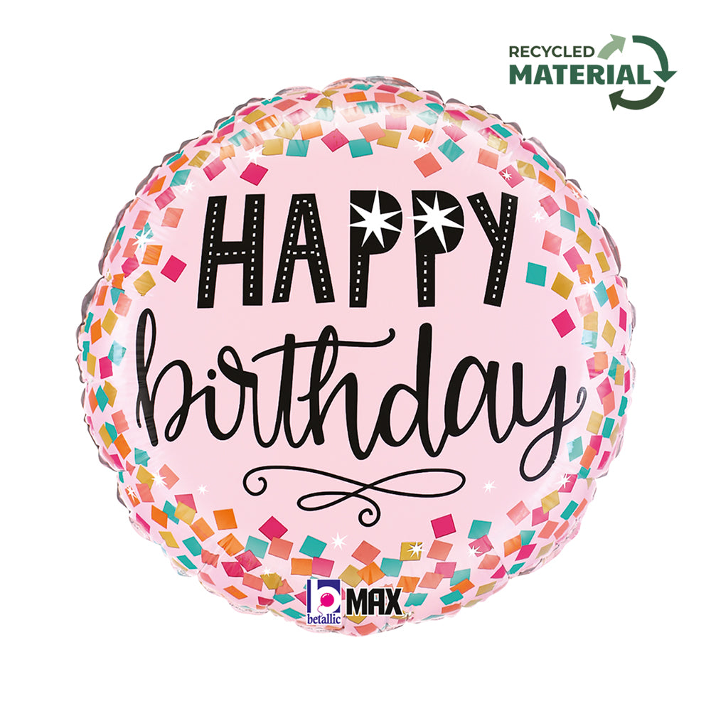 Happy Birthday Pink Confetti Balloon