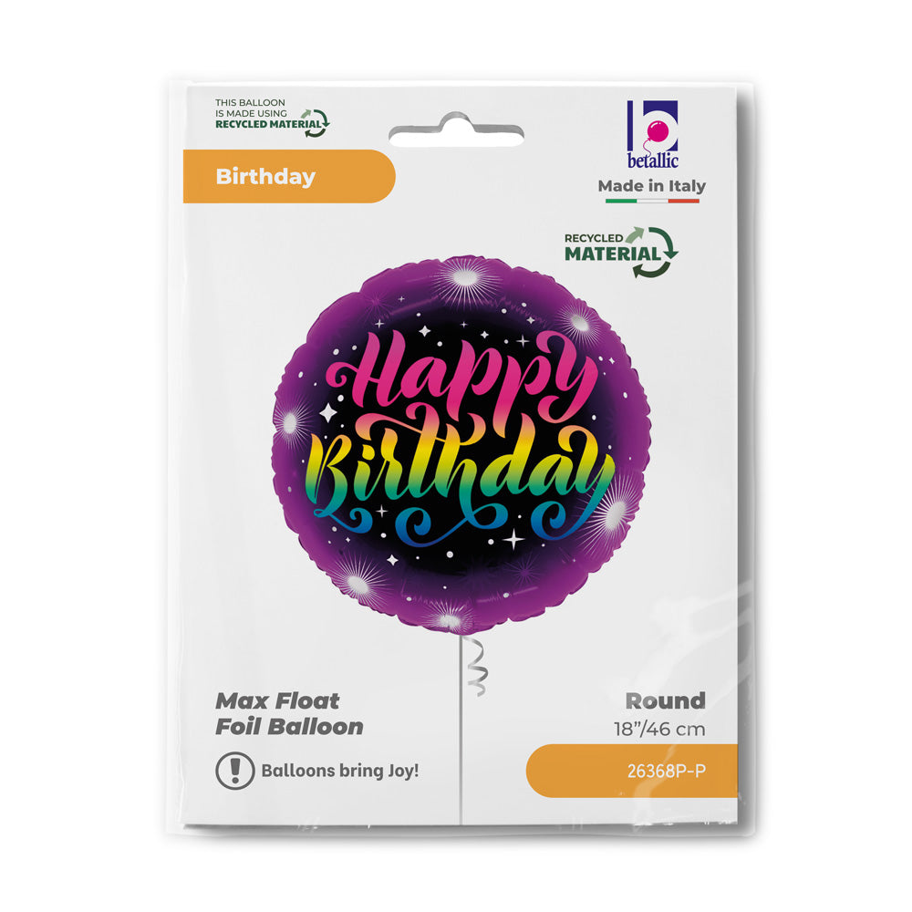 Happy Birthday Neon Round Balloon