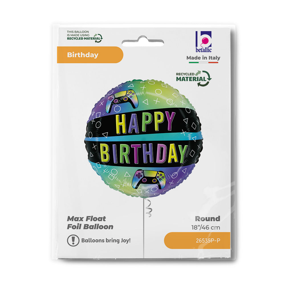Happy Birtthday Vivid Gaming Round Balloon
