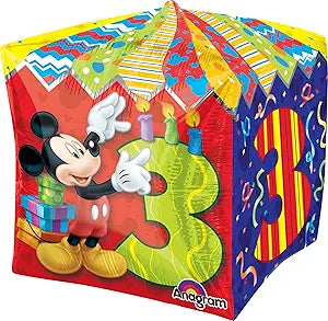 Mickey Age 3 Ultra Shape Cube Balloon