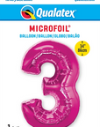 Number 3 Magenta Balloon