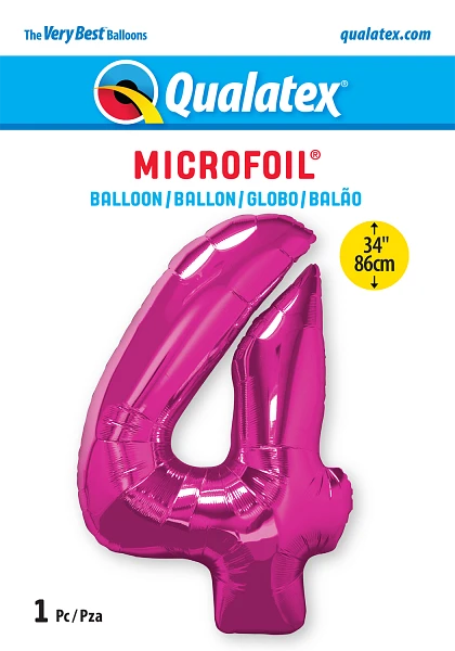 Number 4 Magenta Balloon 