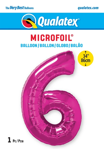 Number 6 Magenta Balloon